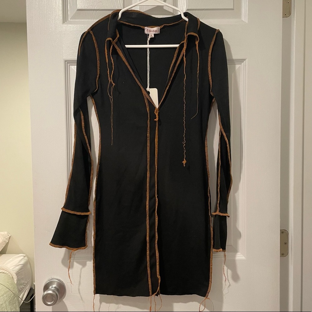 Top stitch long sleeve dress